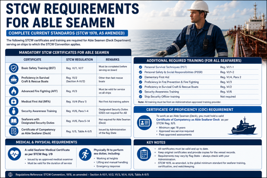 STCW Requirements for Able Seamen: Complete Current Standards
